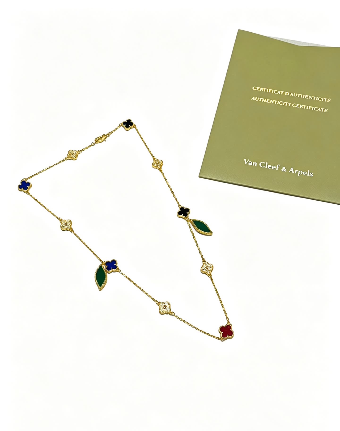 Van Cleef & Arpels Vintage Alhambra Gold and Enamel Necklace